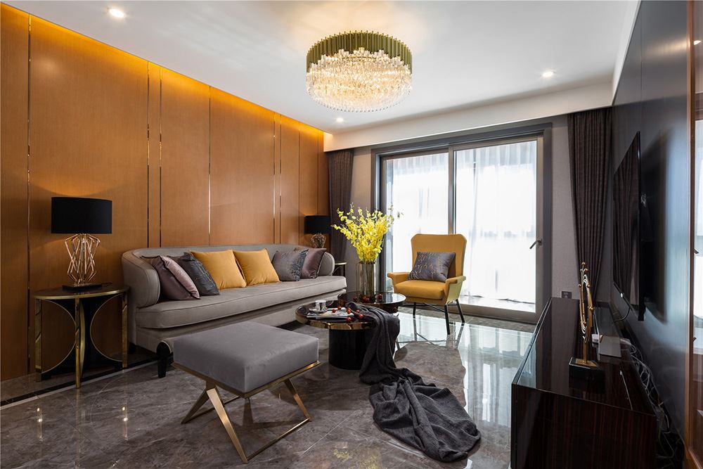 南寧市賓陽縣圖書館單位房輕奢風(fēng)格三居室裝修案例