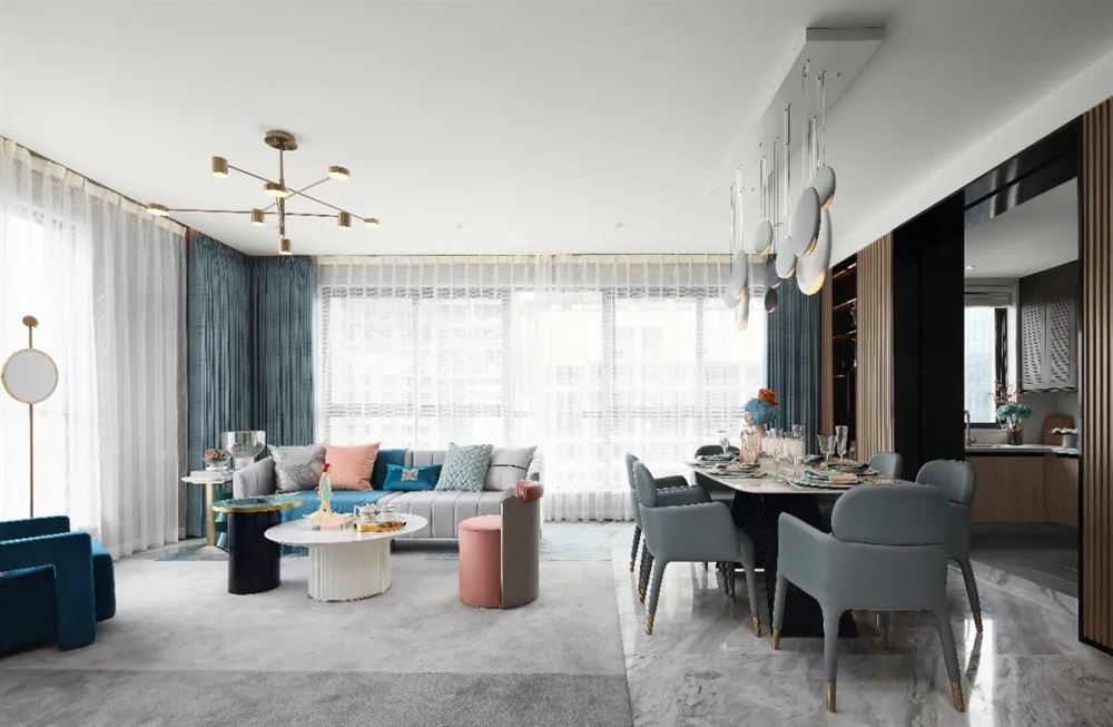 臺州市濱海灣花苑輕奢風(fēng)格三居室裝修案例