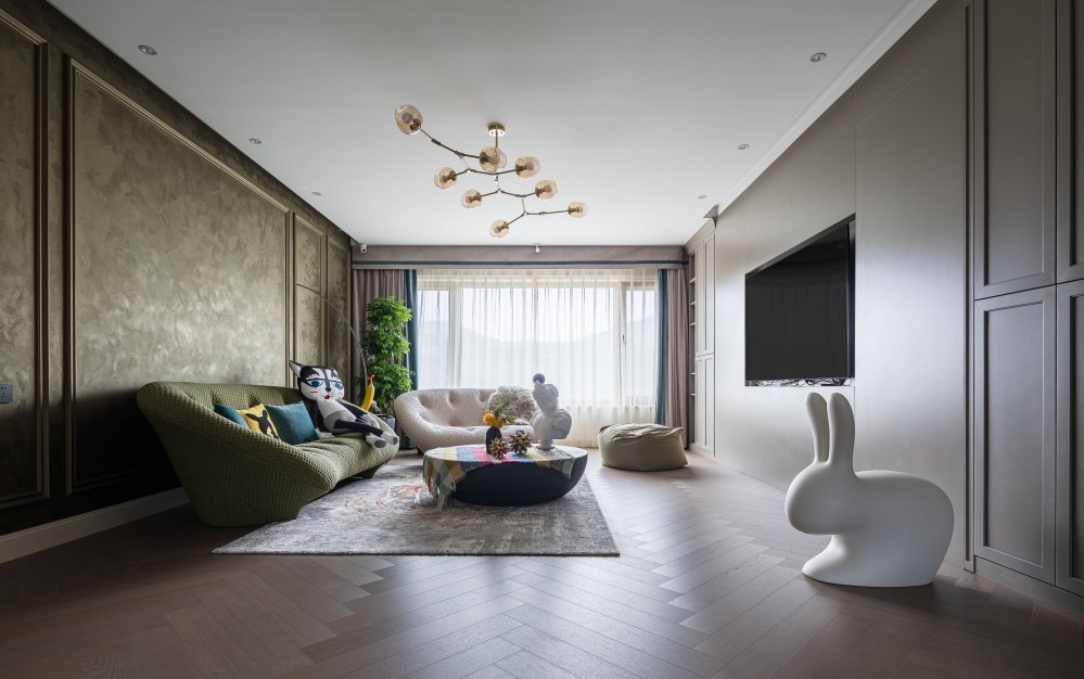 摩登復(fù)古風(fēng)格室內(nèi)家裝案例效果圖-客廳 摩登復(fù)古風(fēng)格室內(nèi)家裝案例效果圖-客廳