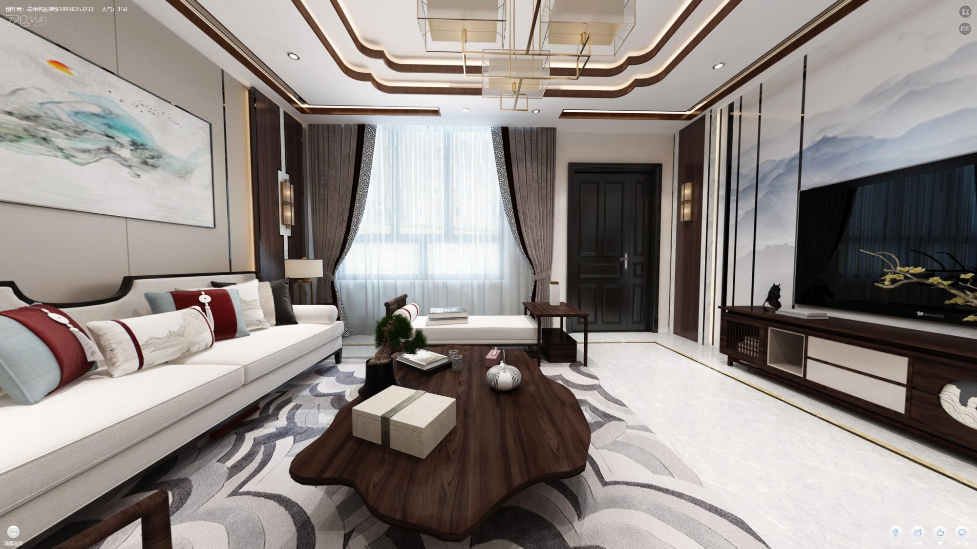 佛山市保利中央公園新中式風(fēng)格別墅裝修案例