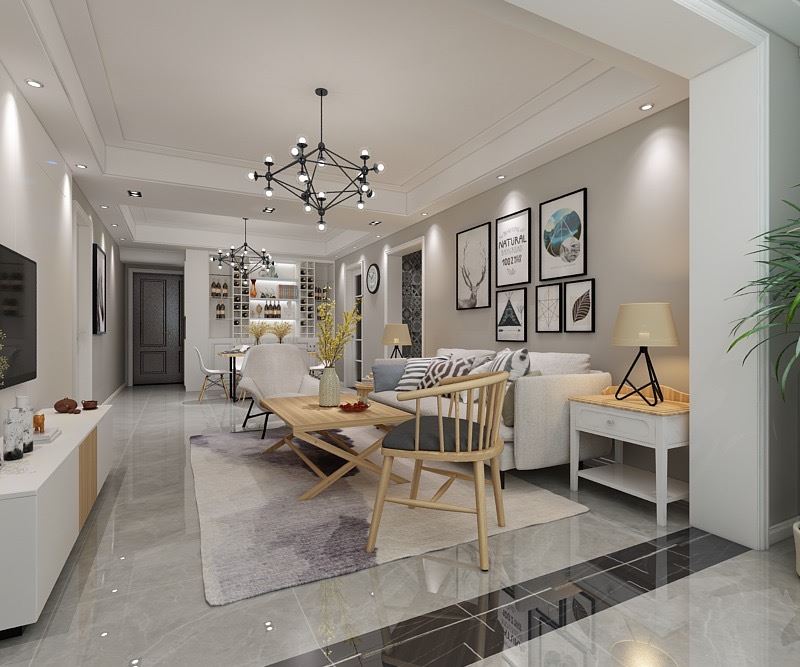 連云港市金秋情緣北歐風格三居室裝修案例