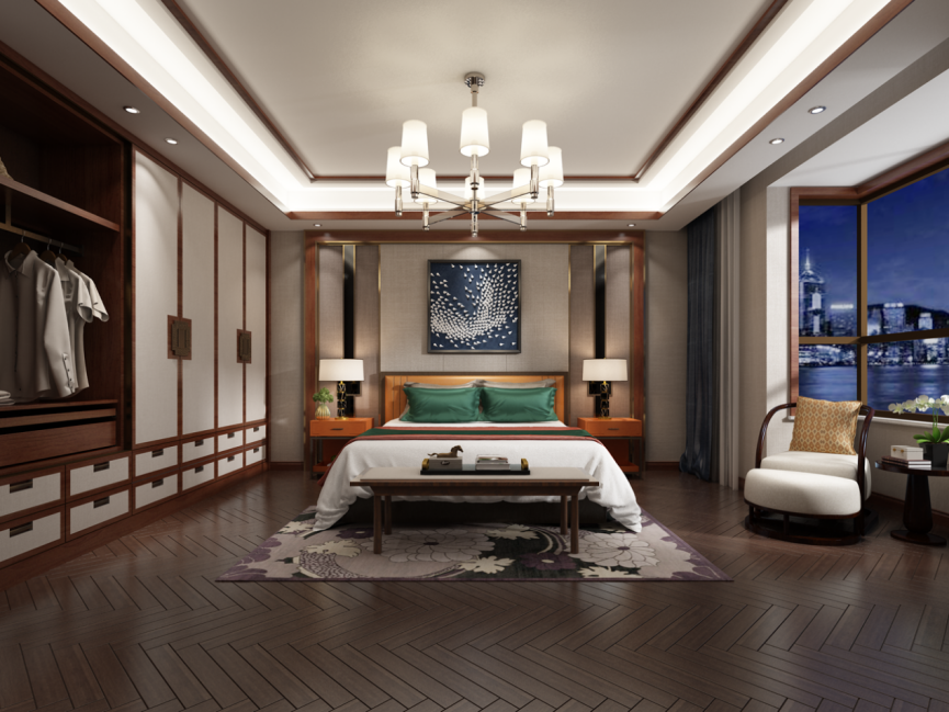 裝修案例新中式風(fēng)格別墅裝修效果圖-臥室 裝修案例新中式風(fēng)格別墅裝修效果圖-臥室