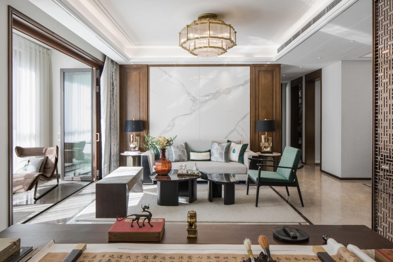 新中式風格室內(nèi)家裝案例效果圖-客廳 新中式風格室內(nèi)家裝案例效果圖-客廳