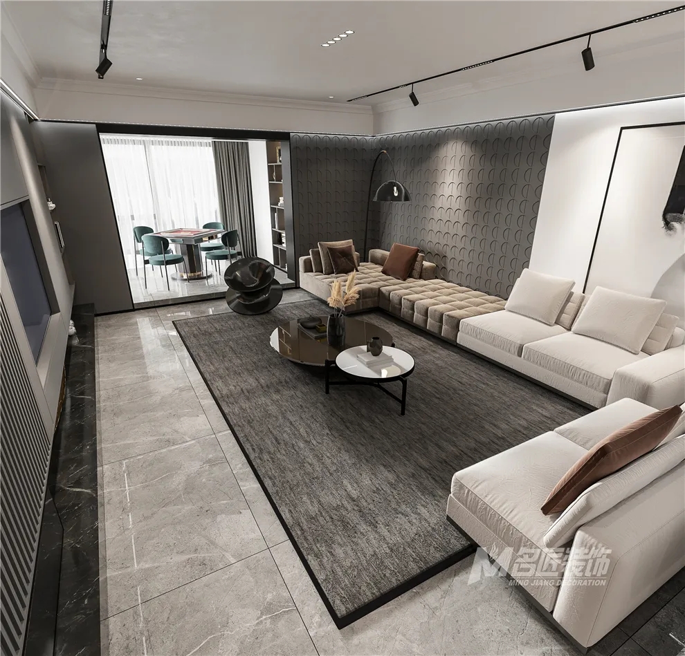 裝修公司黑白灰輕奢經(jīng)典風(fēng)格-客廳全景 裝修公司黑白灰輕奢經(jīng)典風(fēng)格-客廳全景