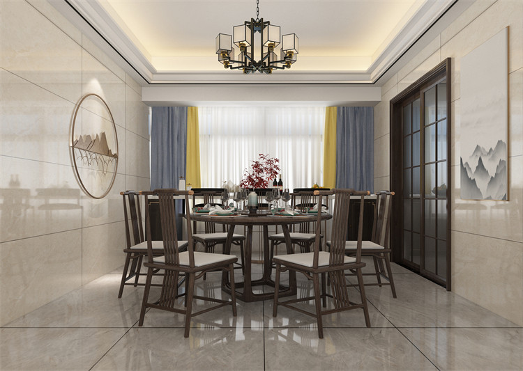 廣州市富力桃園新中式風(fēng)格四居室裝修案例