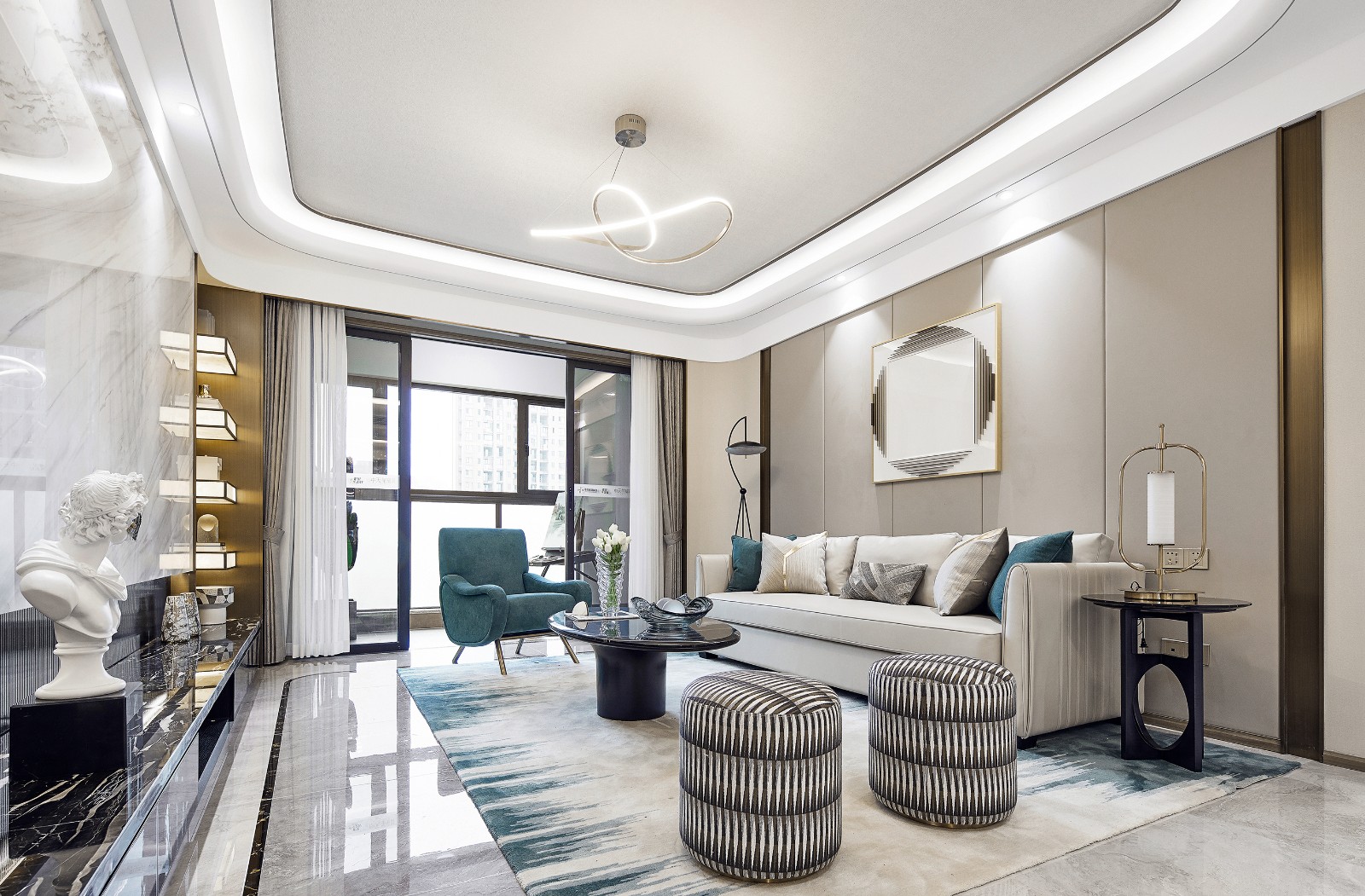 廣州市廣地花園輕奢風格三居室裝修案例