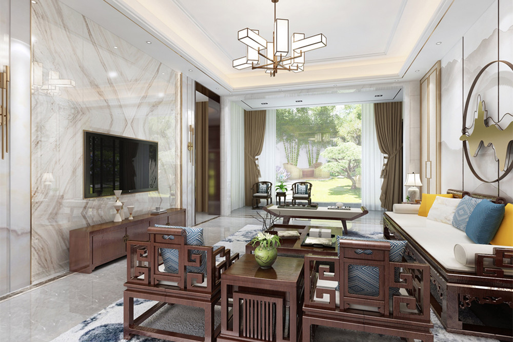 中山市中海龍灣國際新中式風格別墅裝修案例