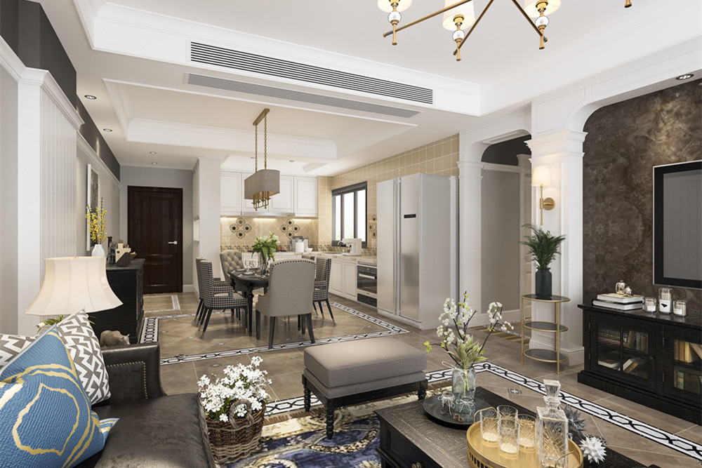 中山市健康花城新中式風(fēng)格三居室裝修案例