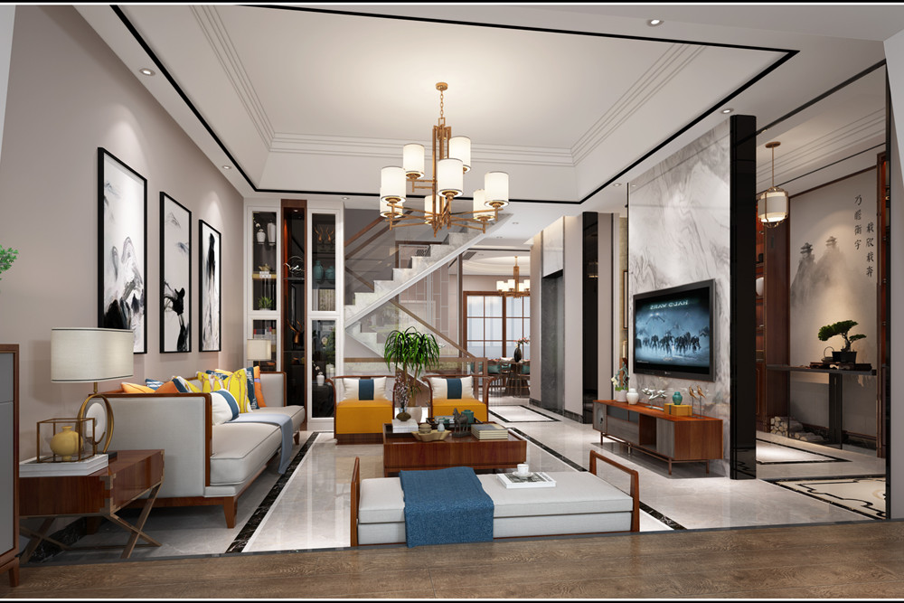 中山市保利天匯新中式風格別墅裝修案例