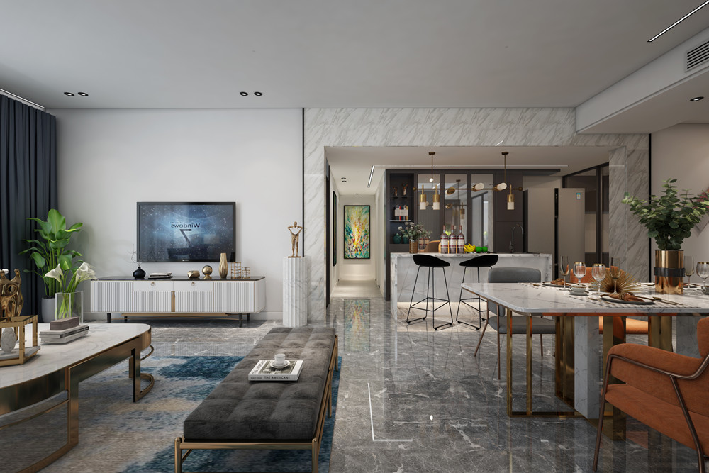 中山市龍光玖龍灣現(xiàn)代簡(jiǎn)約風(fēng)格三居室裝修案例