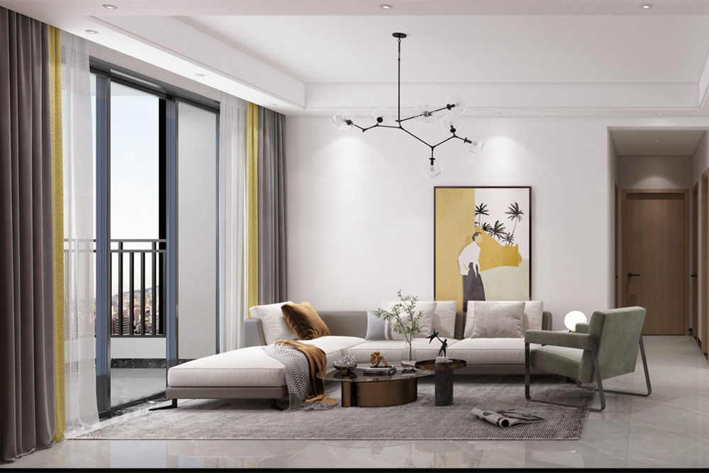 中山市雅居樂萬象郡2期現(xiàn)代簡約風格三居室裝修案例
