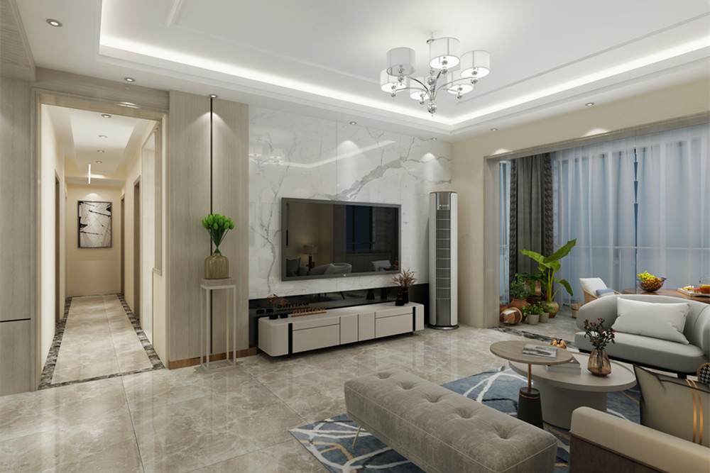 梧州市地王國際現(xiàn)代簡約風格三居室裝修案例