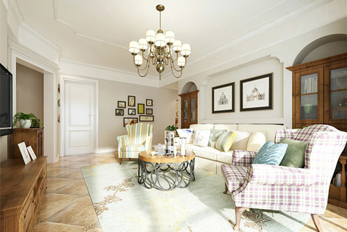 梧州市永安居美式風(fēng)格三居室裝修案例