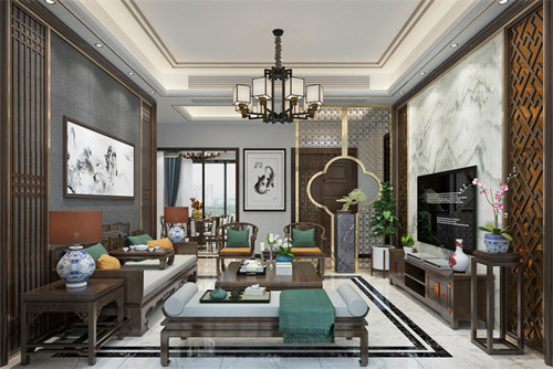 玉林市凱旋世紀廣場新中式風(fēng)格別墅裝修案例