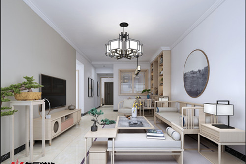 梧州市步埠社區(qū)新中式風格三居室裝修案例