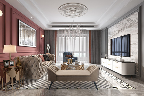 淮安市荷湖星城輕奢風格三居室裝修案例