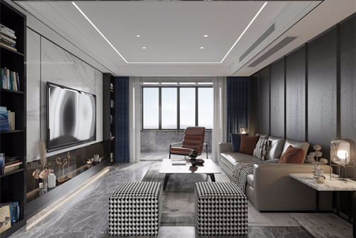 淮安市荷湖星城現(xiàn)代簡約風格三居室裝修案例