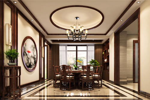 海口市港島花園新中式風格別墅裝修案例