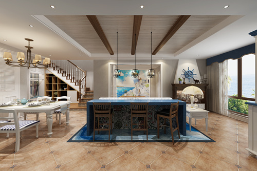 泉州市晉江大唐府地中海風格復(fù)式裝修案例