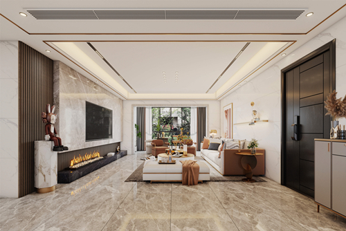 佛山市世茂弘陽綠島湖公館輕奢風格四居室裝修案例