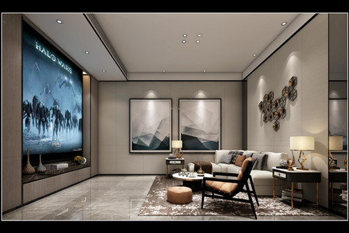 ?？谑协h(huán)球100寶龍城現(xiàn)代風(fēng)格平層裝修案例