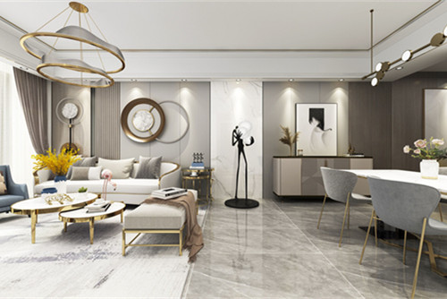 中山市萬(wàn)科金悅?cè)A庭輕奢風(fēng)格三居室裝修案例