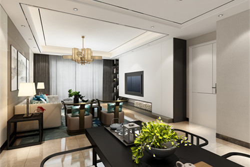 中山市奕翠園新中式風格四居室裝修案例