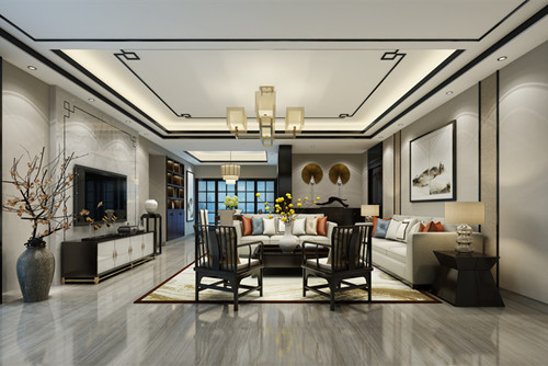 ?？谑幸▓@新中式風(fēng)格三居室裝修案例